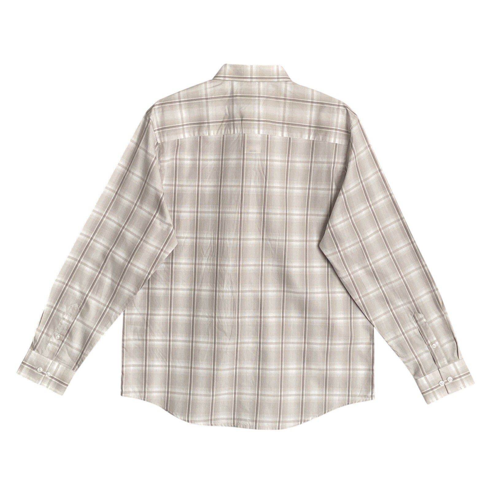 Alfani Dress Shirt Men's XXL Button-Up Shirt Light Brown Window Pane Cotton