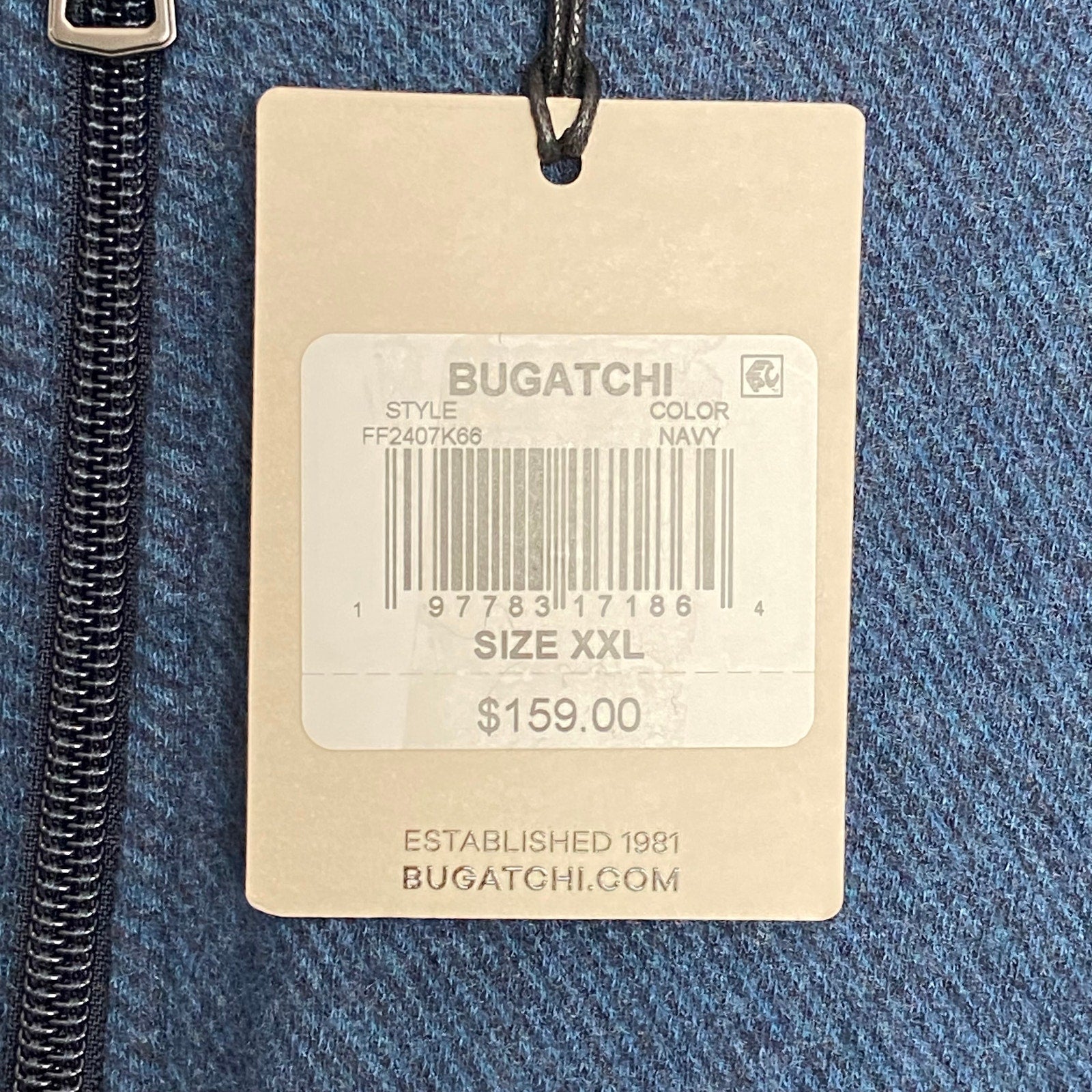 Bugatchi 1/4-Zip Pullover Men's XXL Mock Neck Stretch Fabric Navy Blue