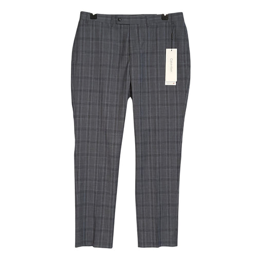 Calvin Klein Suit Pants Men's 38"x32" Slim Fit Wool Blend Grey & Blue Plaid