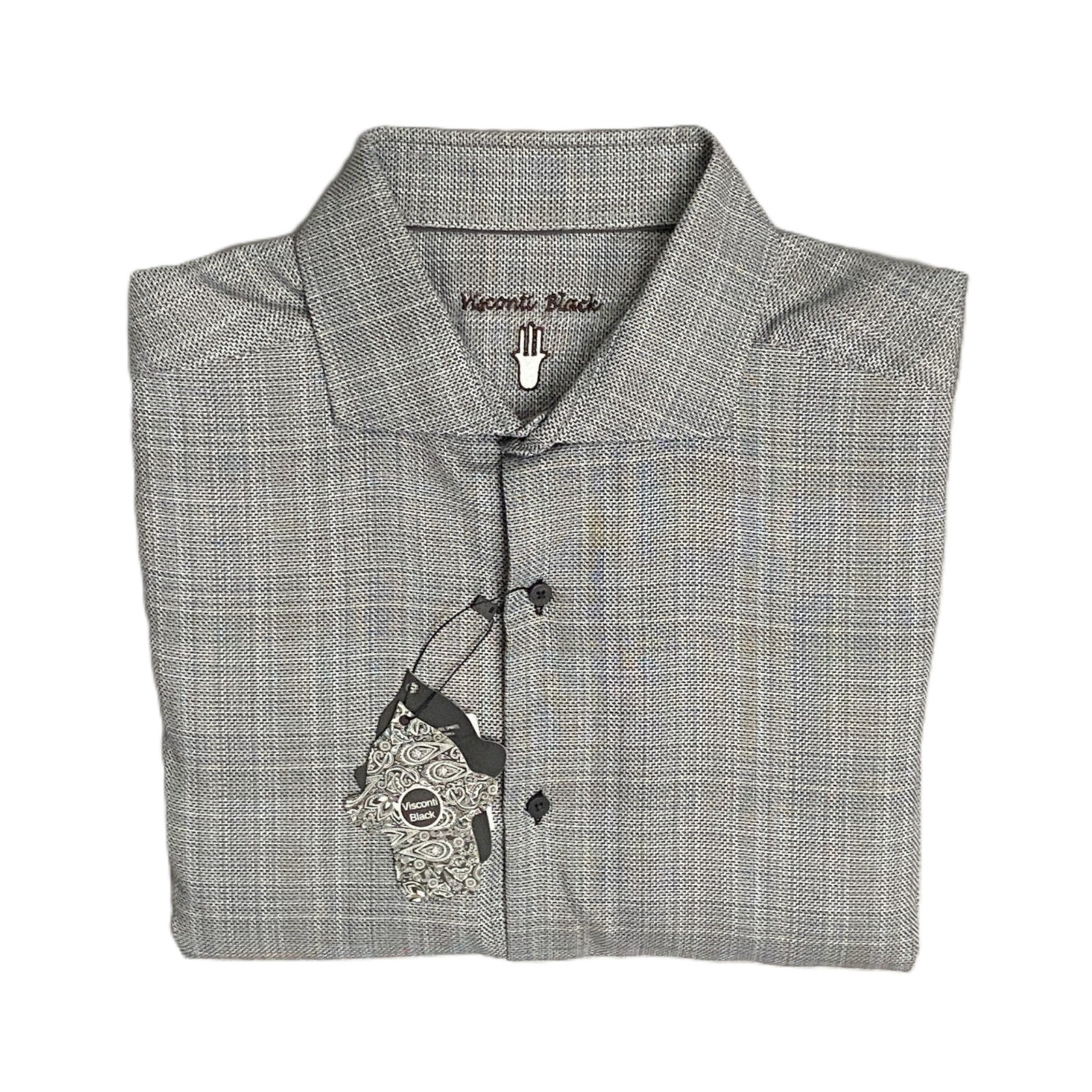 Visconti Black Men's XL Organic Cotton Long Sleeve Button Up Shirt Charcoal