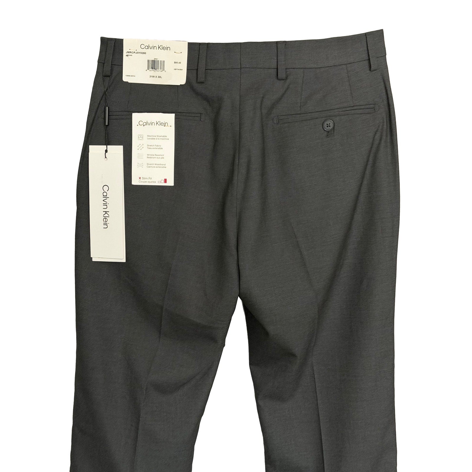 Calvin Klein Dress Pants Men's 31"x30" Slim Fit Flat Front Stretch Gray