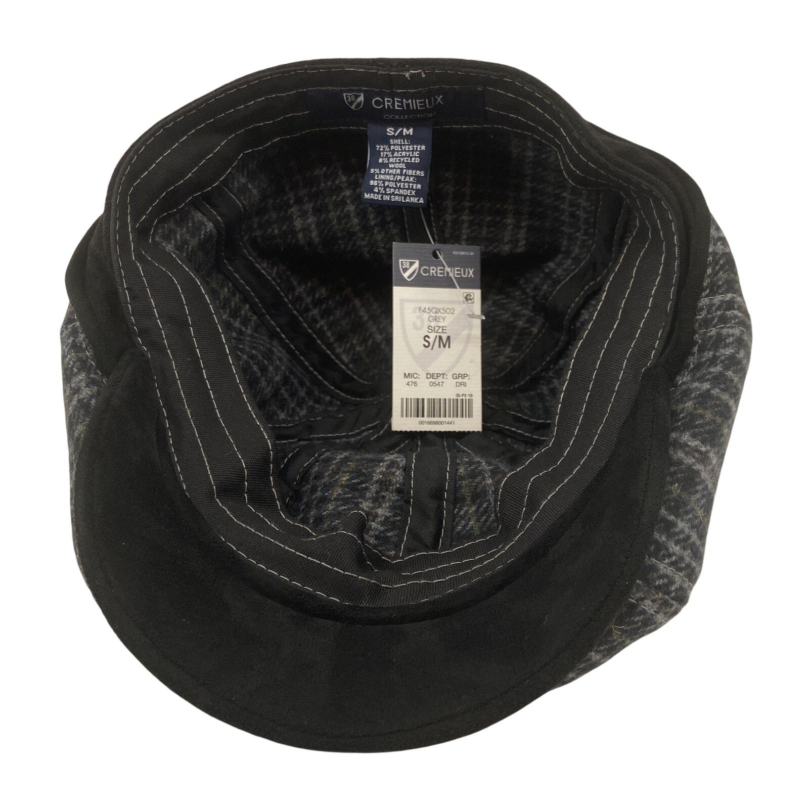 Daniel Cremieux Blue Label Plaid Driver Hat Grey Plaid Small/Medium