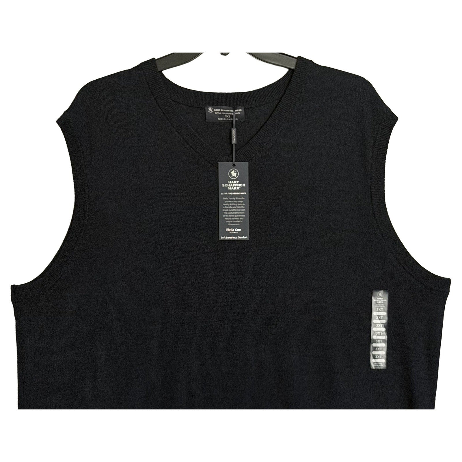 Hart Schaffner Marx Sweater Vest Men's 3XT Big & Tall Wool Navy Heather