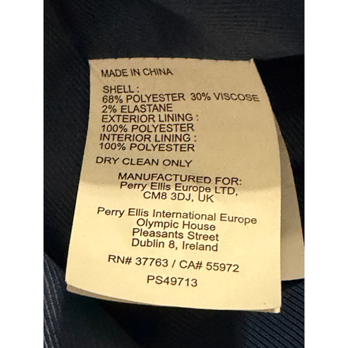 Perry Ellis Suit Vest Men's XXL Classic Fit V-Neck Stretch Fabric Lined Blue
