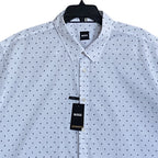 Boss Shirt Men's 3XL Big & Tall Roan Short Sleeve Shirt Stretch White/Blue