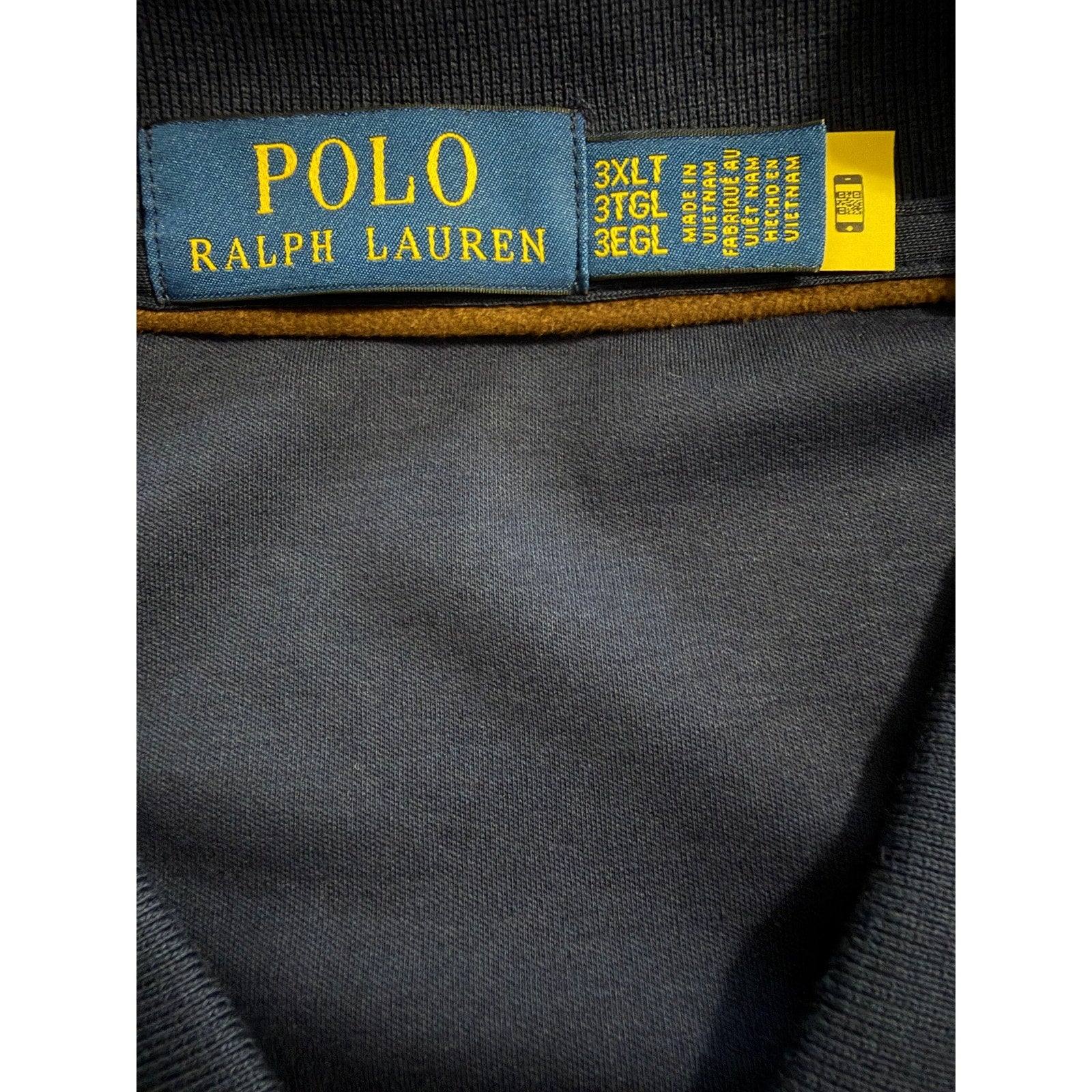 Polo Ralph Lauren Shirt Men's 3XLT Long Sleeve Cotton Polo Navy Blue