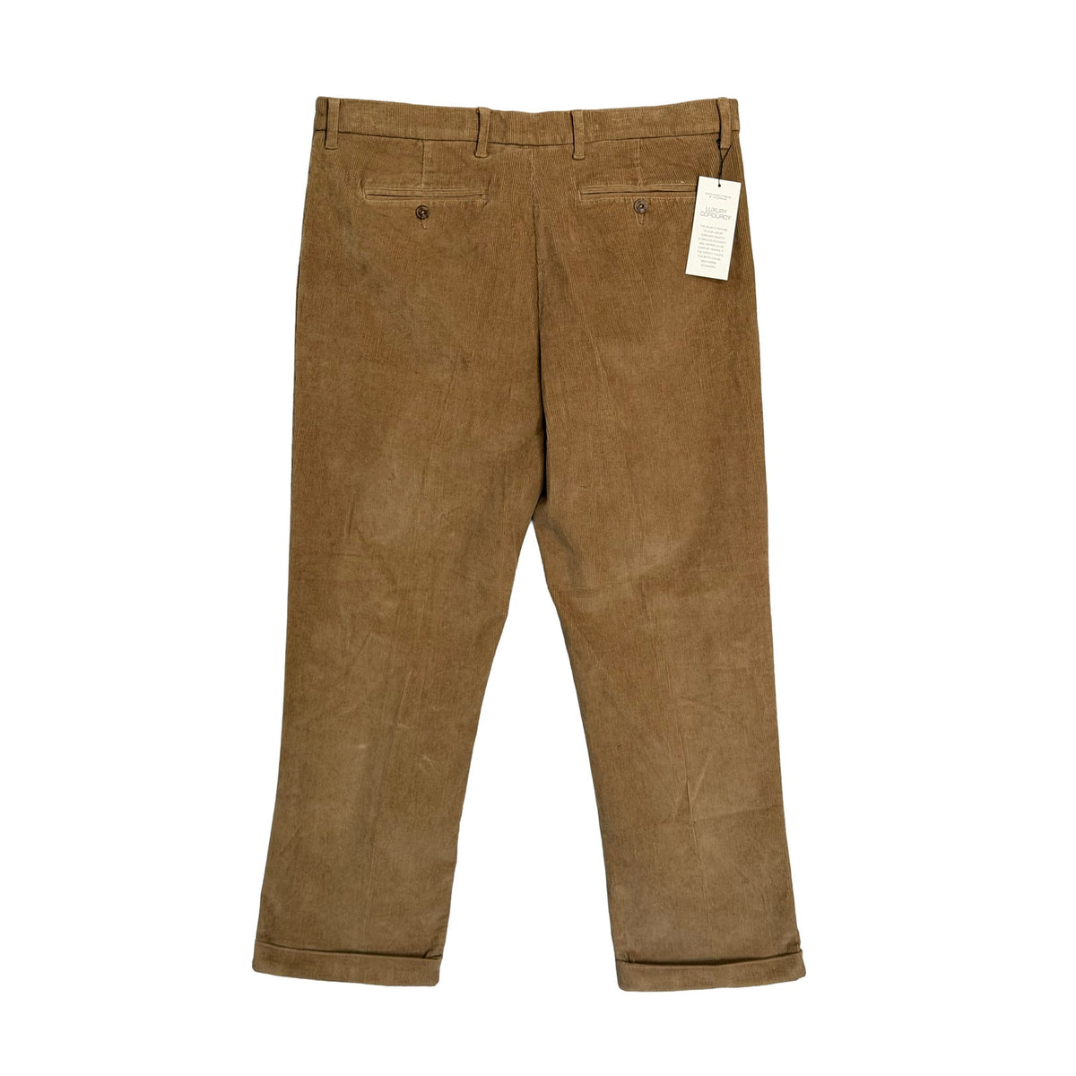 Roundtree & Yorke Pant Men's 38x30 Classic Fit Corduroy Pleated Cuffs Khaki