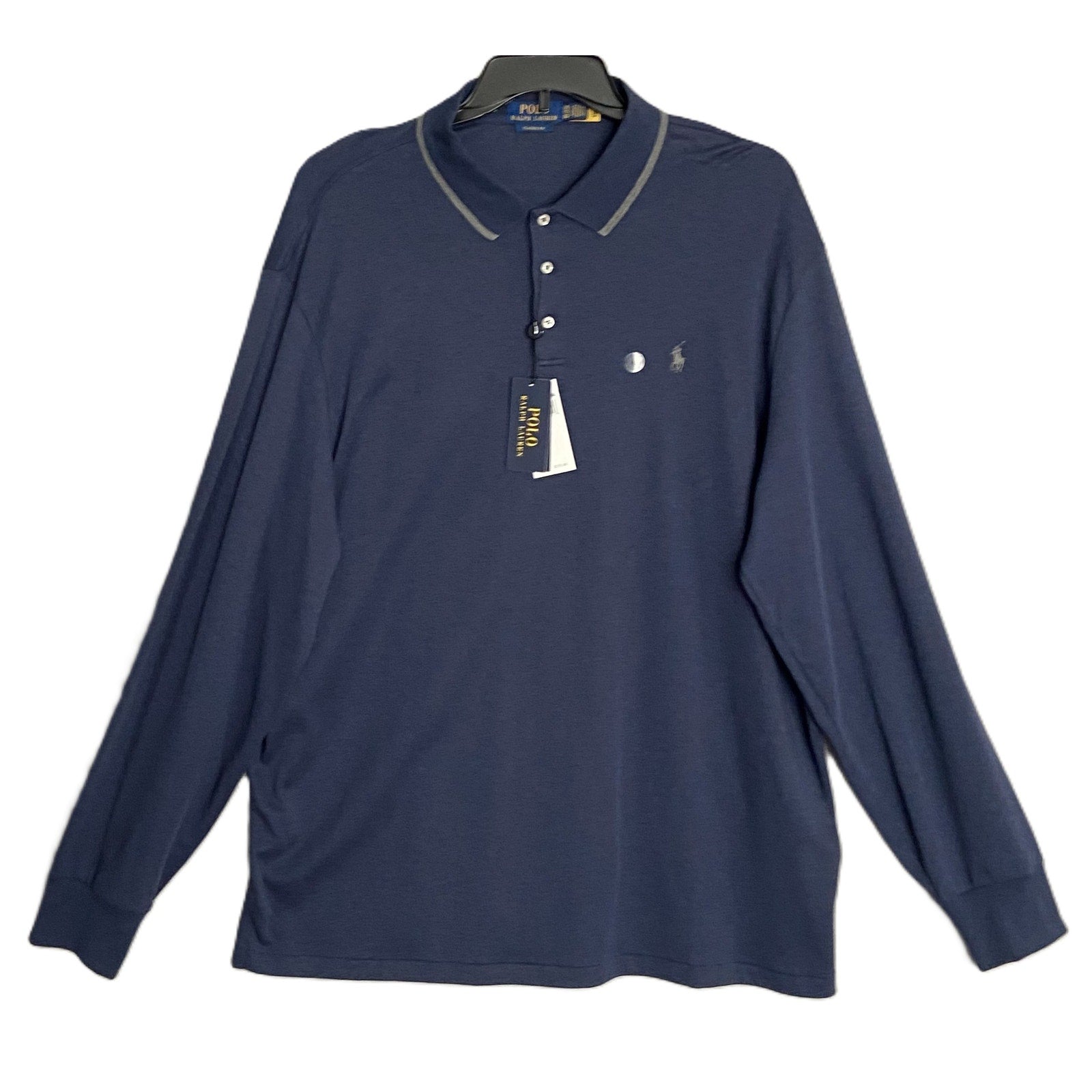 Polo Ralph Lauren Polo Shirt Men's XXL Classic Fit Long Sleeve Spring Navy