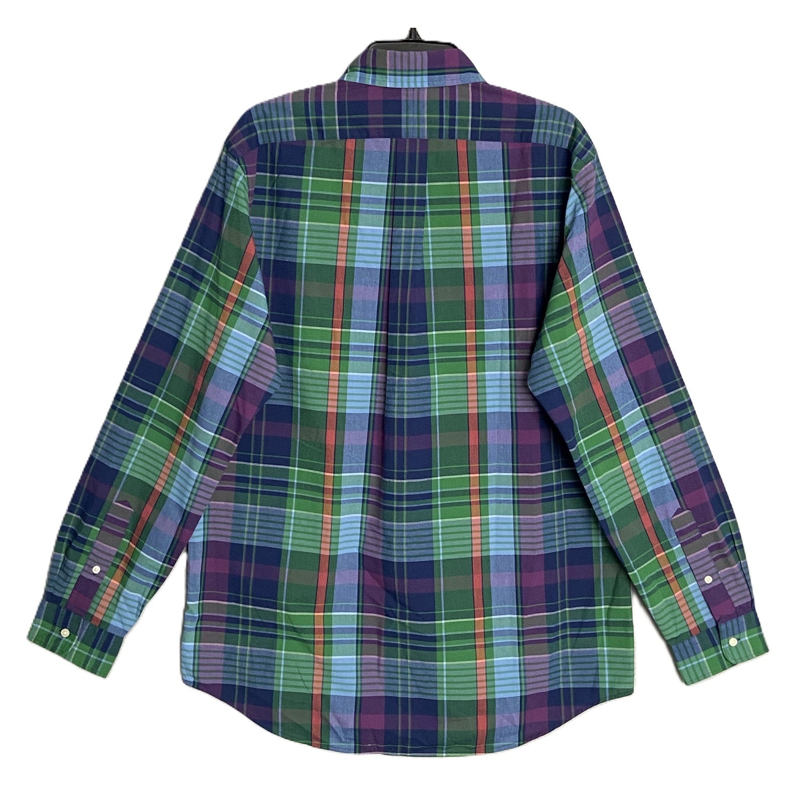 Polo Ralph Lauren Shirt Men's Large Classic Fit Performance Green/Navy Plaid