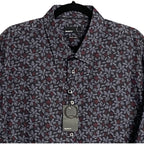 Quieti Button-Up Shirt Men's XXL Long Sleeve Stretch Cotton Black Red Floral