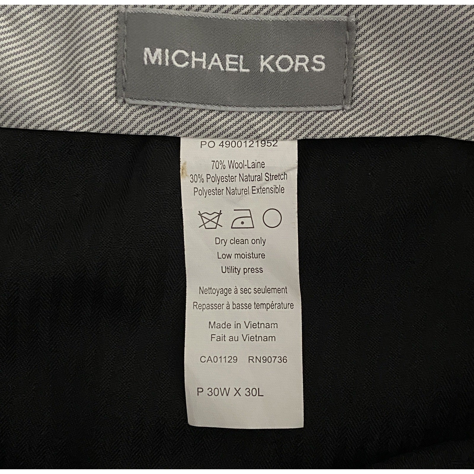Michael Kors Suit Pant Men's 30"x30" Modern Fit Stretch Fabric Light Grey NEW