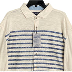 Daniel Cremieux Shirt Men's Large Long Sleeve Polo Shirt Cream Blue Stripe