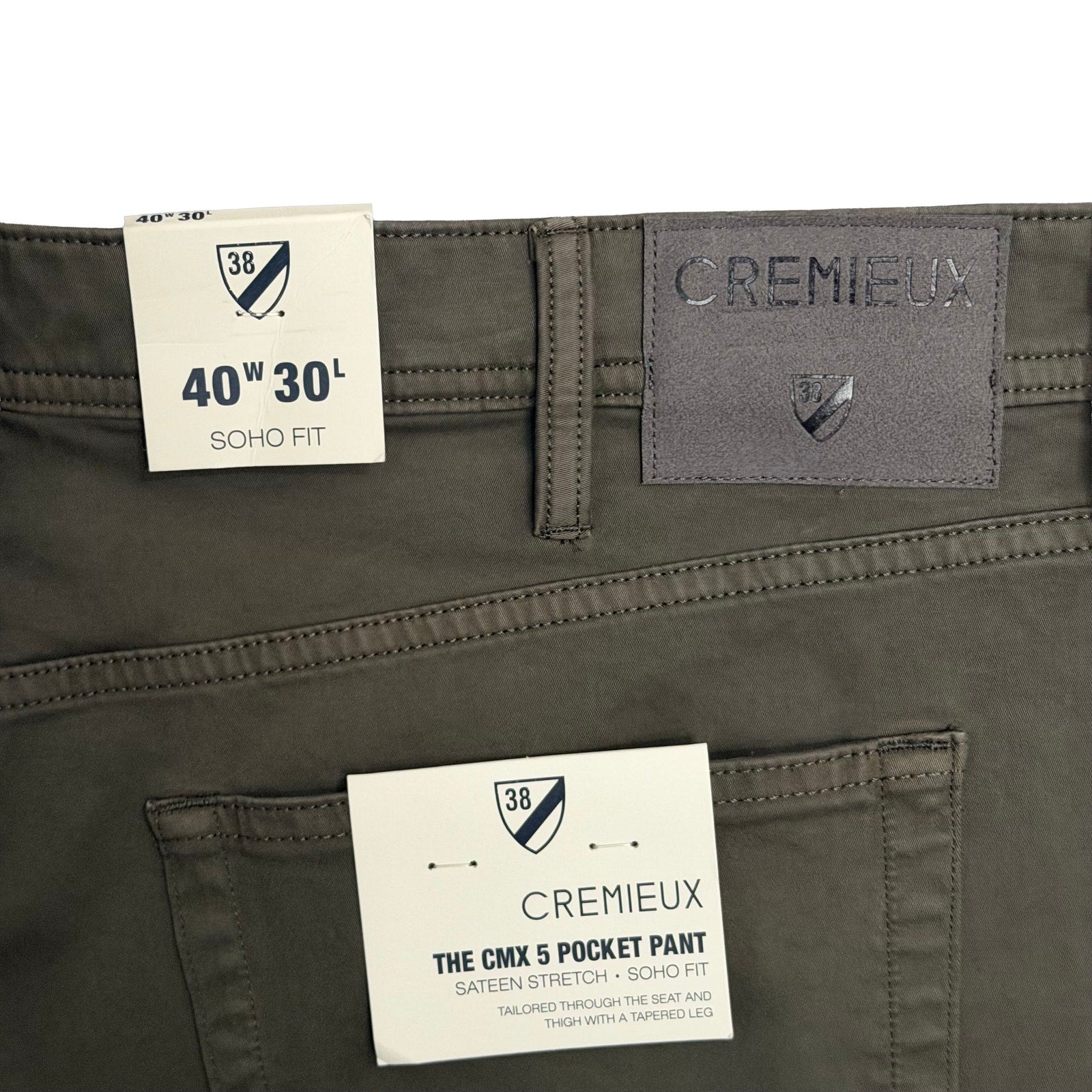 Daniel Cremieux Pant Men's 40"x30" CMX 5-Pocket Pant Sateen Stretch Dark Olive