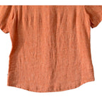 Michael Kors Linen Shirt Men's Large Slim Fit Short Slv Button-Down Orange