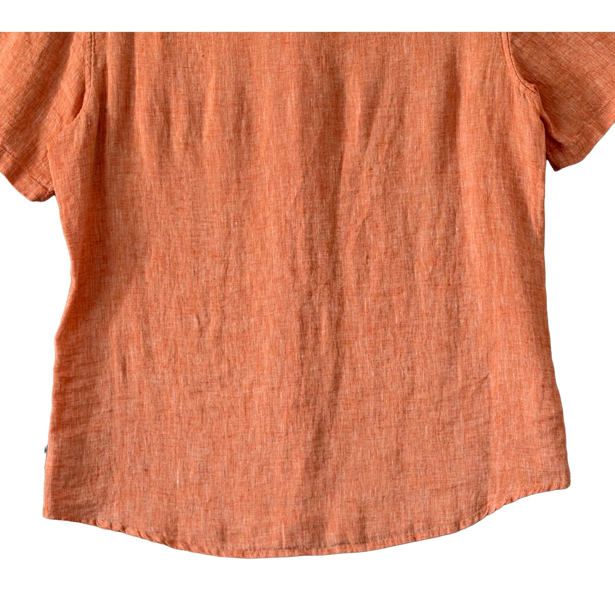 Michael Kors Linen Shirt Men's Large Slim Fit Short Slv Button-Down Orange