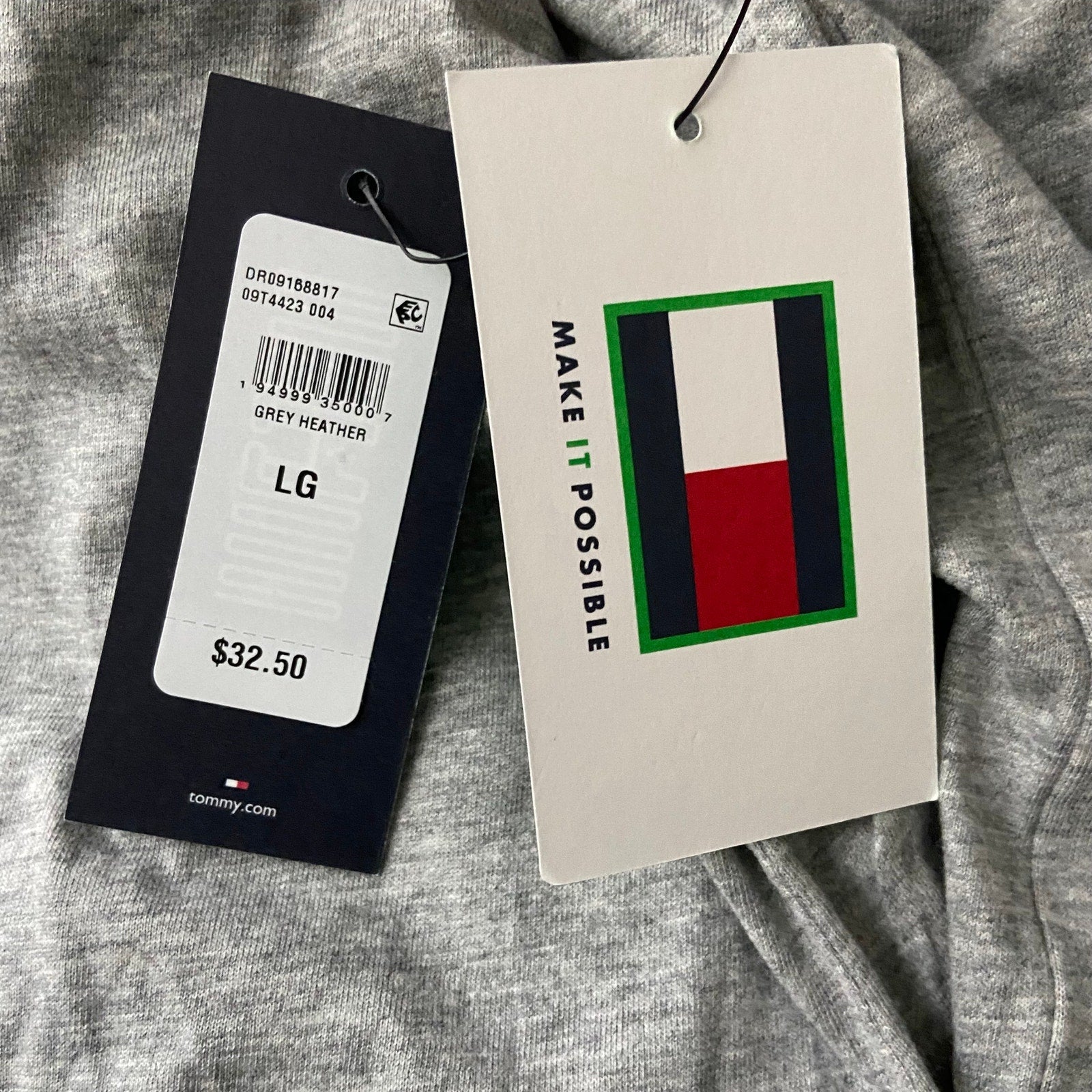 Tommy Hilfiger Lounge Pant Men's Large Elastic Drawstring Waist Gray Heather