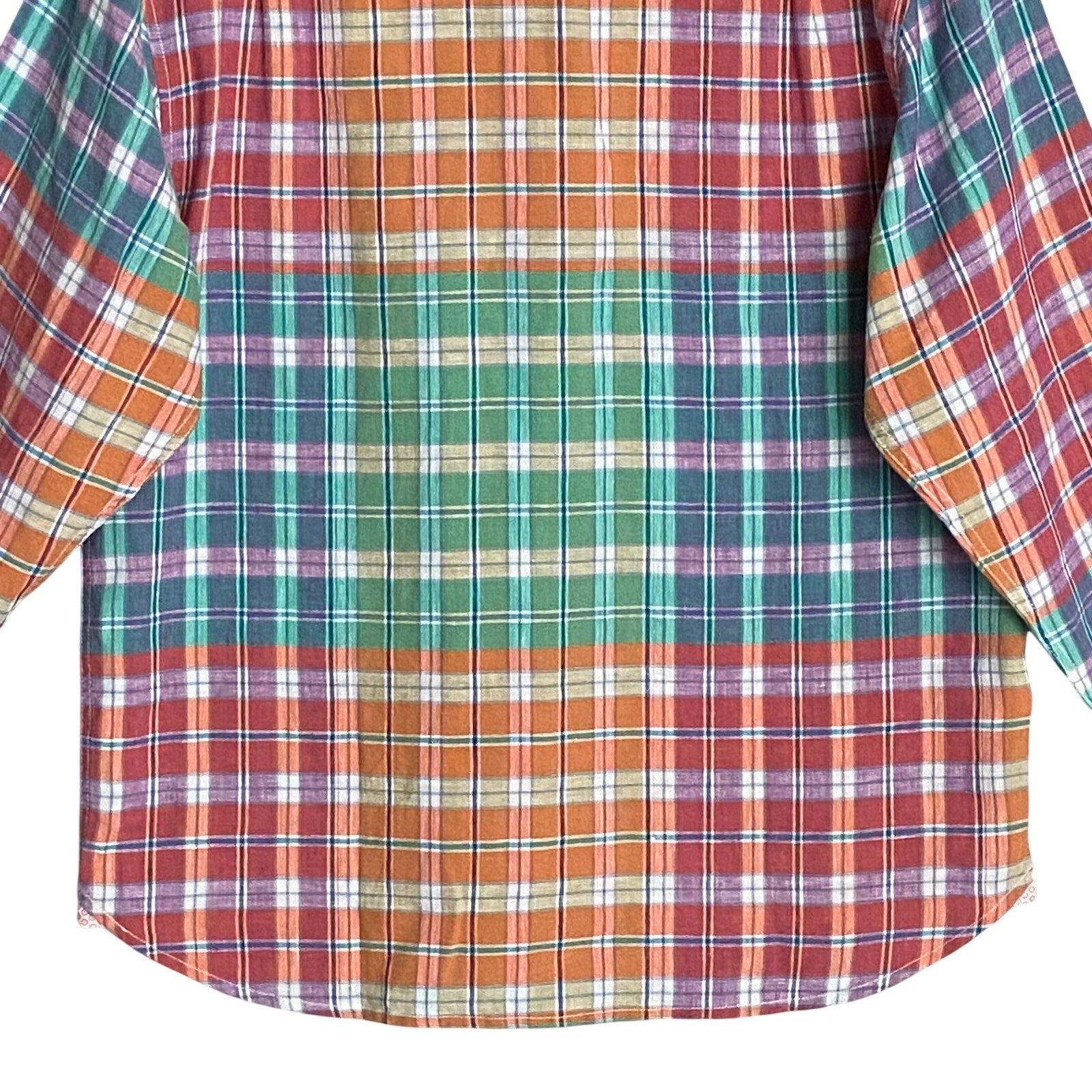 Tommy Bahama Shirt Men's Medium "Barbados Breeze Stretch" Plaid Linen Blend