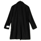 Nautica Men's 44 Long Overcoat Double-Breasted Wool Blend Lined Solid Black