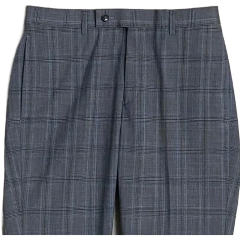 Calvin Klein Suit Pant Men's 30"x30" Slim Fit Stretch Grey & Blue Plaid