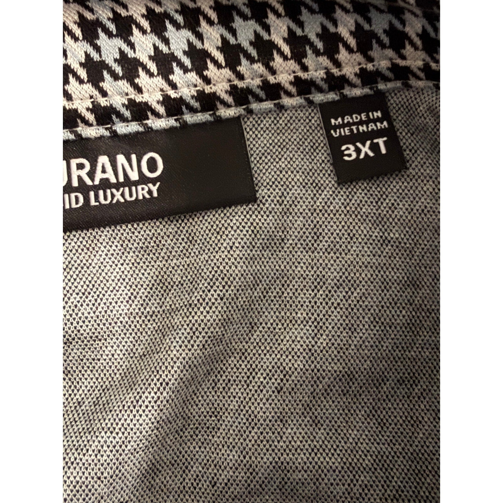 Murano Polo Shirt Men's 3XT Big & Tall Short Sleeve Blue Black Houndstooth