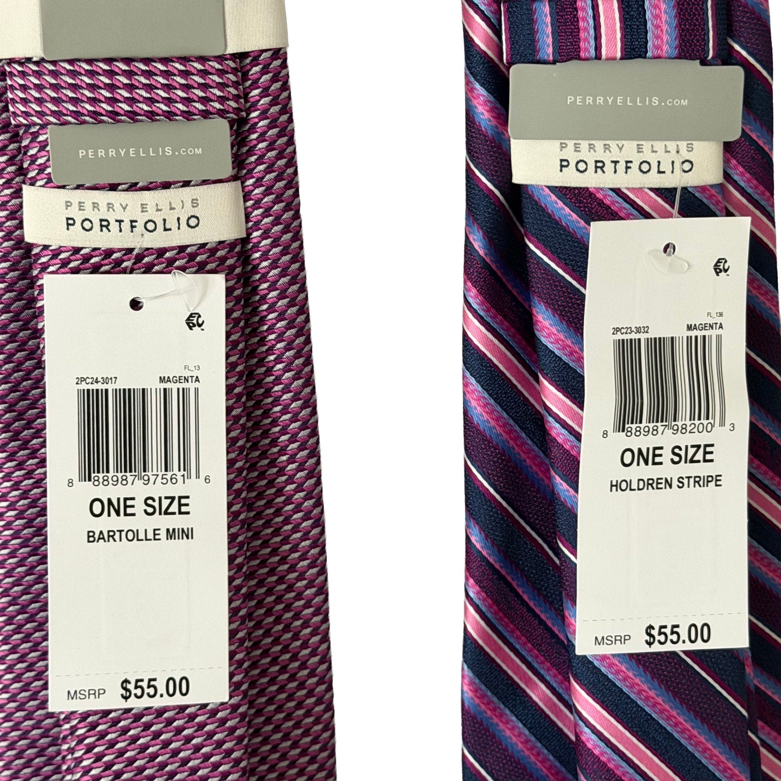 Perry Ellis Portfolio Ties Lot of 2 Men's Bartolle Mini & Holdren Stripe NWT