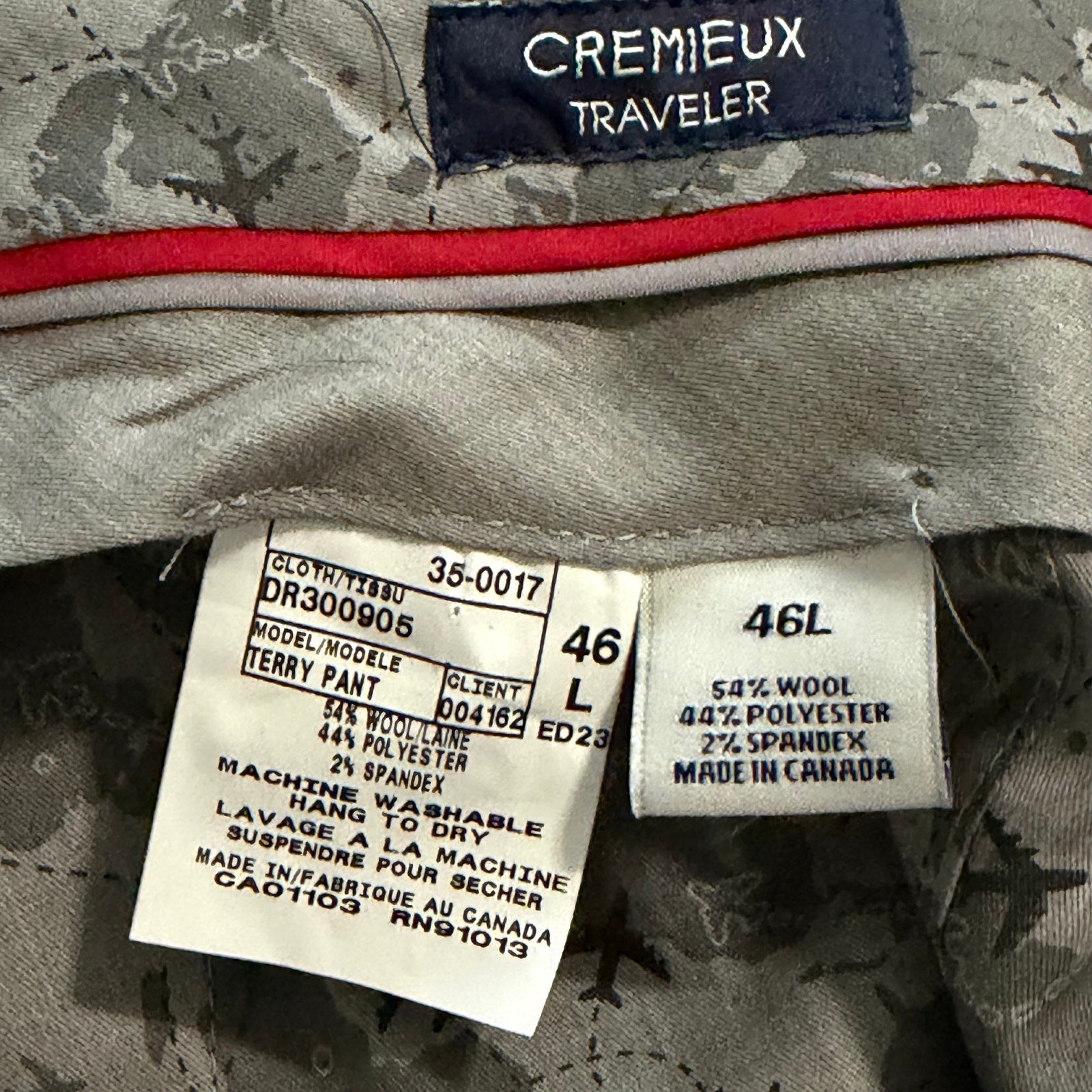 Daniel Cremieux Dress Pant Men's 46L Traveler Raw Hem Comfort Waist Navy