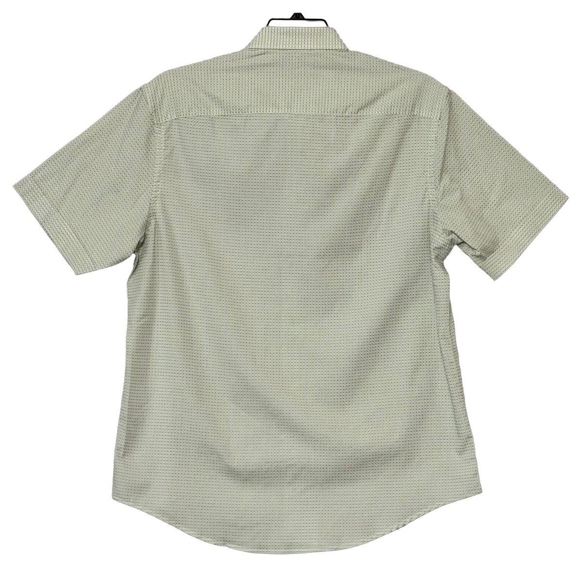 Quieti Casual Shirt Men's Large Short Sleeve Button-Down Cotton Green Check