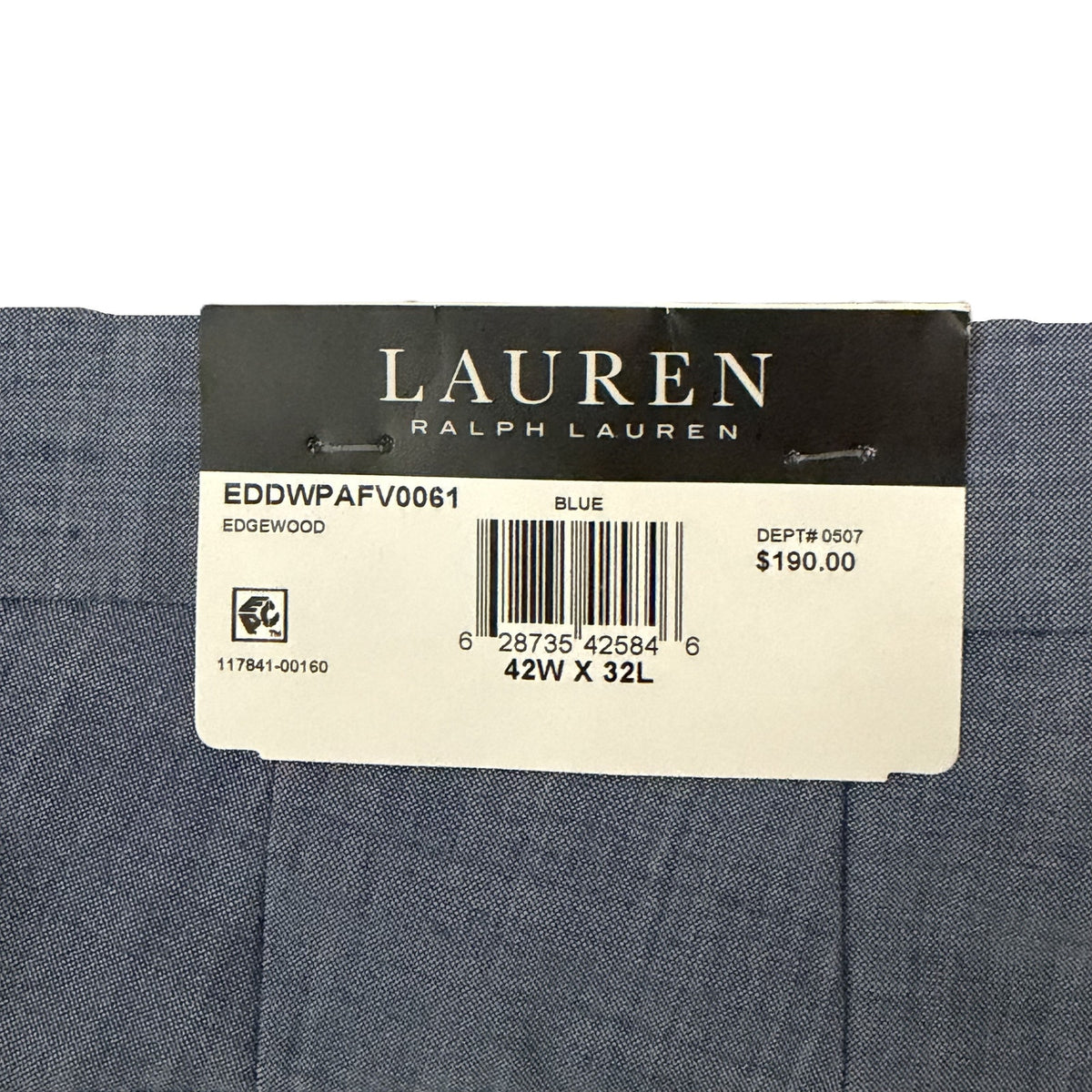 Lauren Ralph Lauren Dress Pant Men's 42"x32" Classic Fit Wool Blend Lt Blue