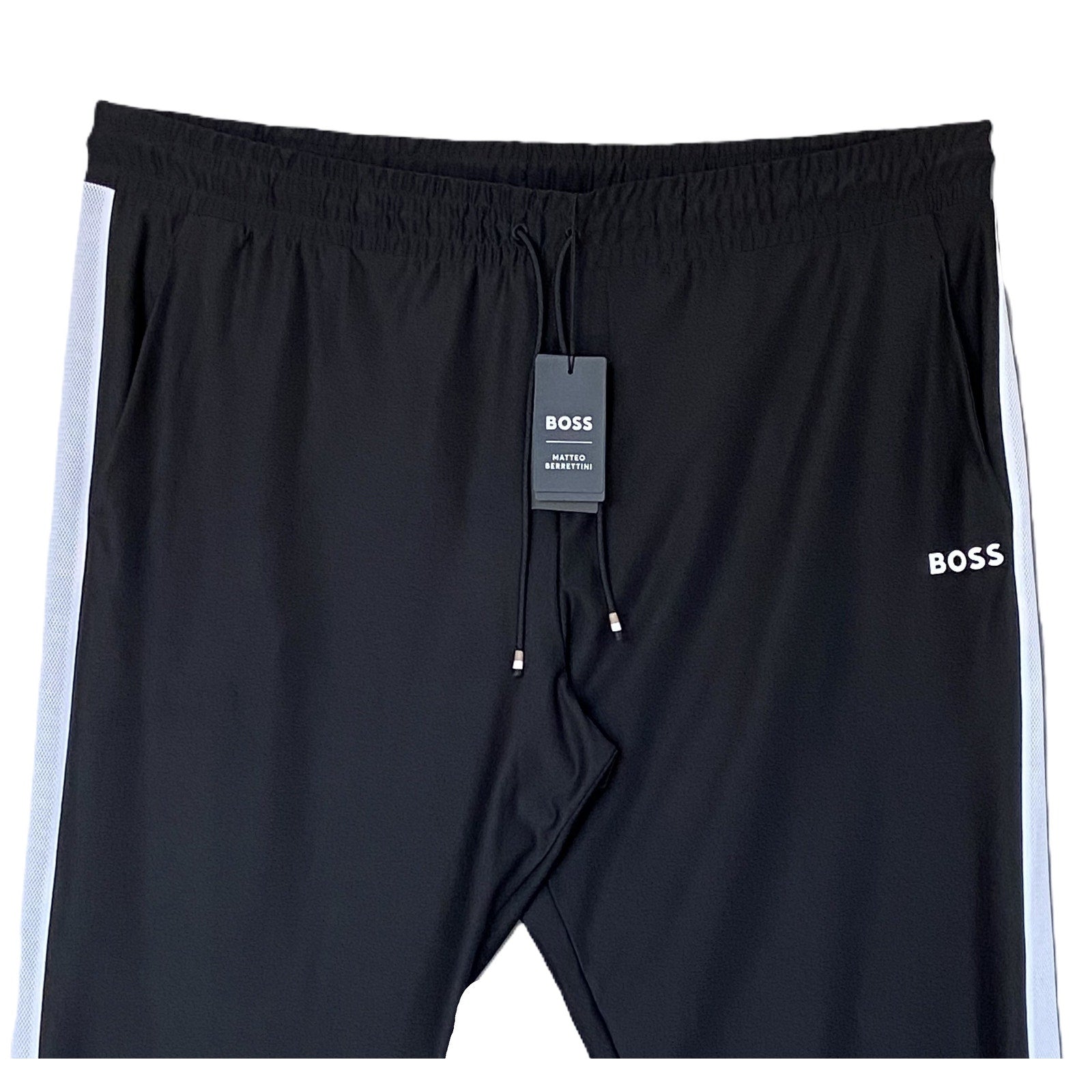 Boss Matteo Berrettini Joggers Men's 4XL Big & Tall Black w/White Stripe