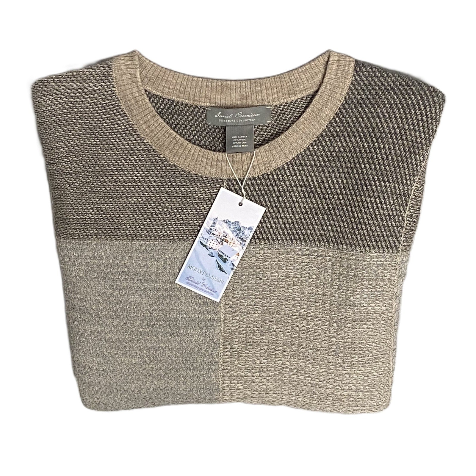 Daniel Cremieux Knit Sweater Men's XL Crew Neck Alpaca Wool Blend Oatmeal