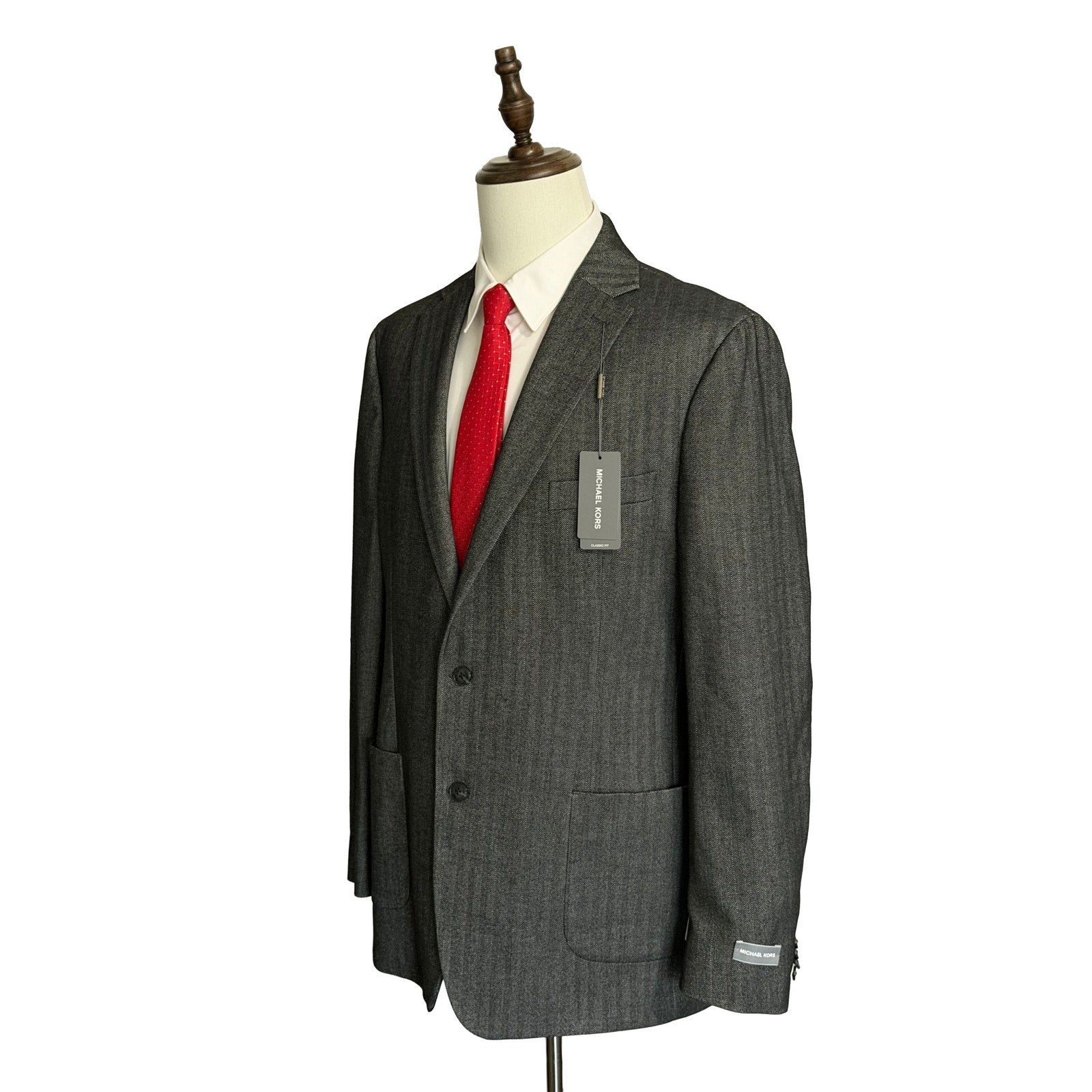 Michael Kors Sport Coat Men's 46 Long Classic Fit Charcoal Herringbone