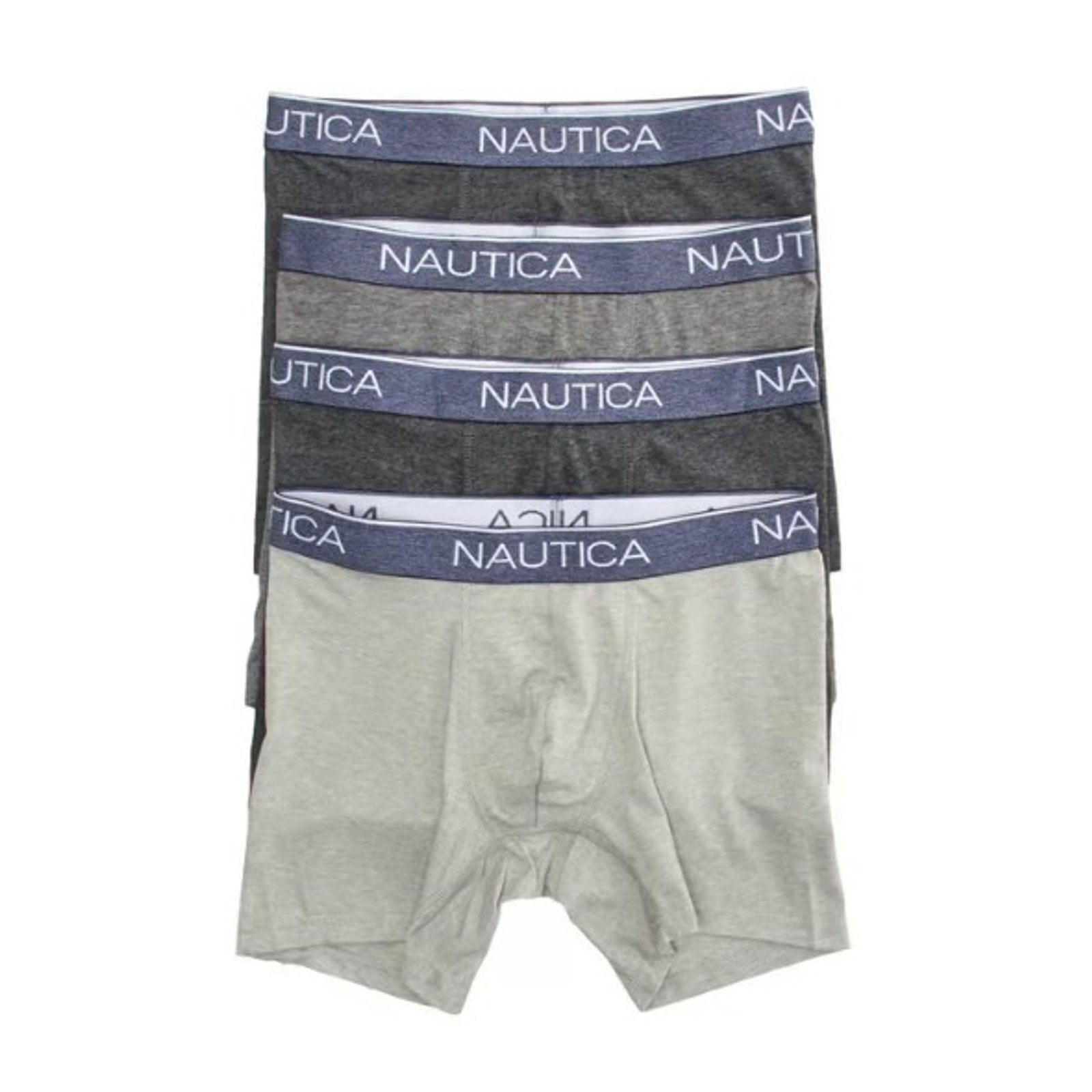 Nautica Men's Large 36-38 Heathers Boxer Briefs 4-Pack Grey 5" Inseam