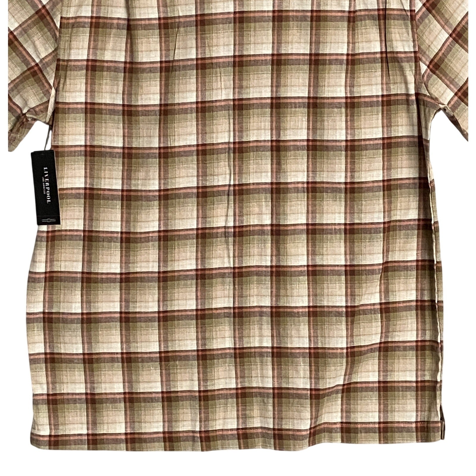 Liverpool Los Angeles Shirt Men's Small Casual Button-Up Shirt Brown Gingham
