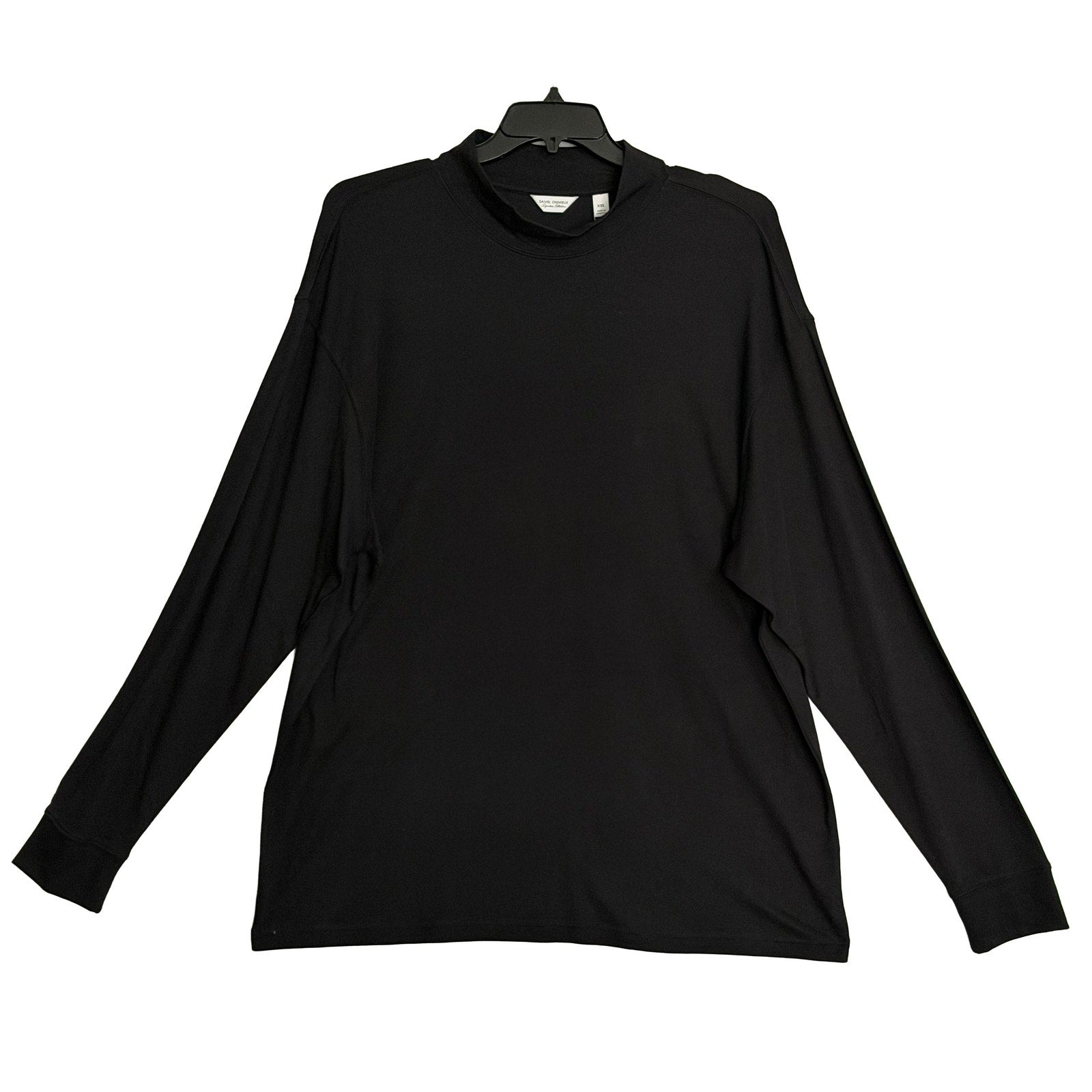 Daniel Cremieux Mock Neck Shirt Signature Solid Interlock Men's XXL Black