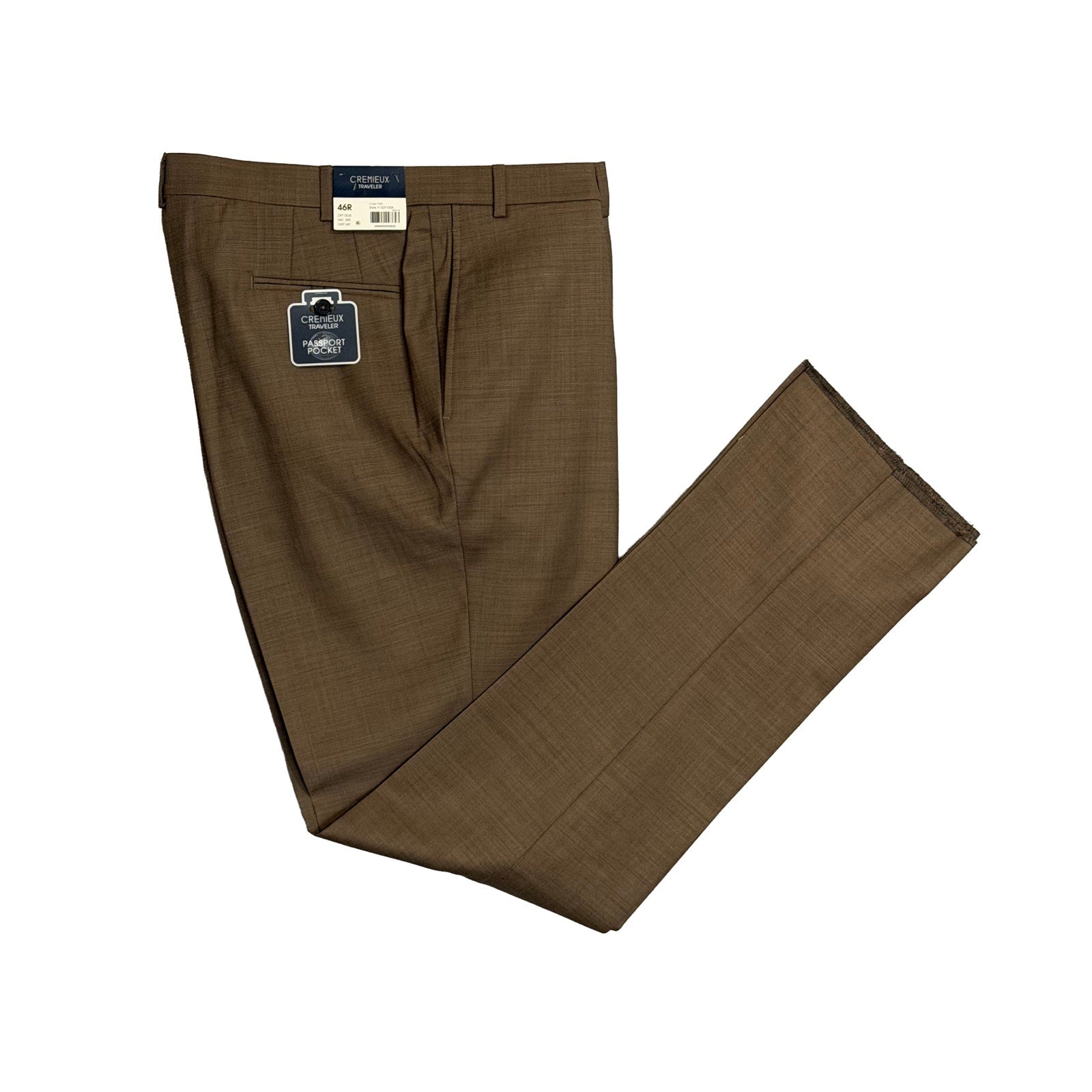 Daniel Cremieux Dress Pant Men's 46R Traveler Raw Hem Comfort Waist Tan