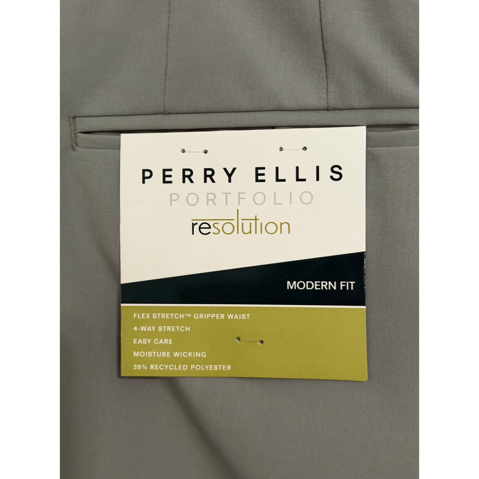 Perry Ellis Portfolio Pants Men's 40"x32" Modern Fit Dress Pant Chiseled Stone