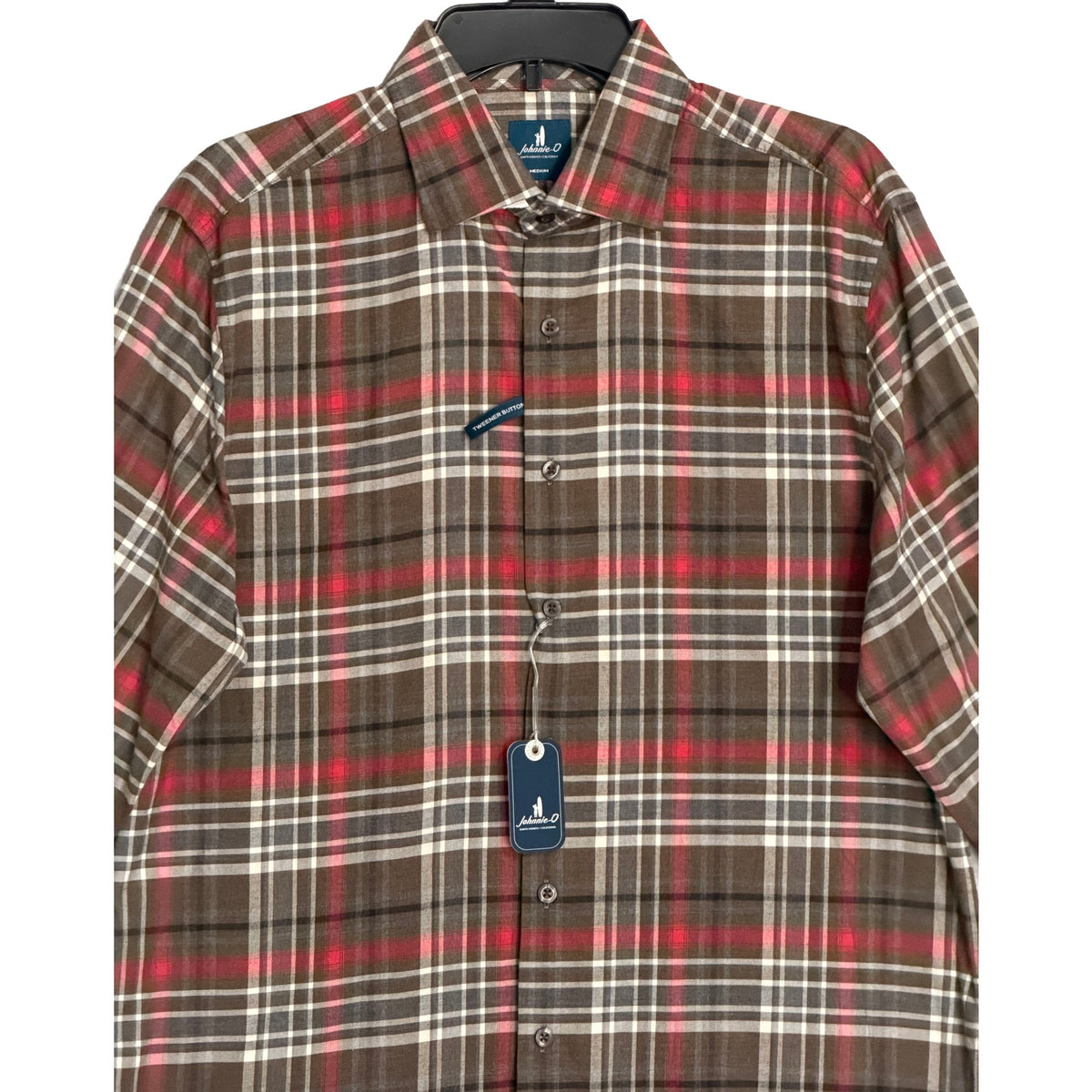 Johnnie-O Langston Shirt Men's Medium Long Sleeve Stretch Button-Down Coffee