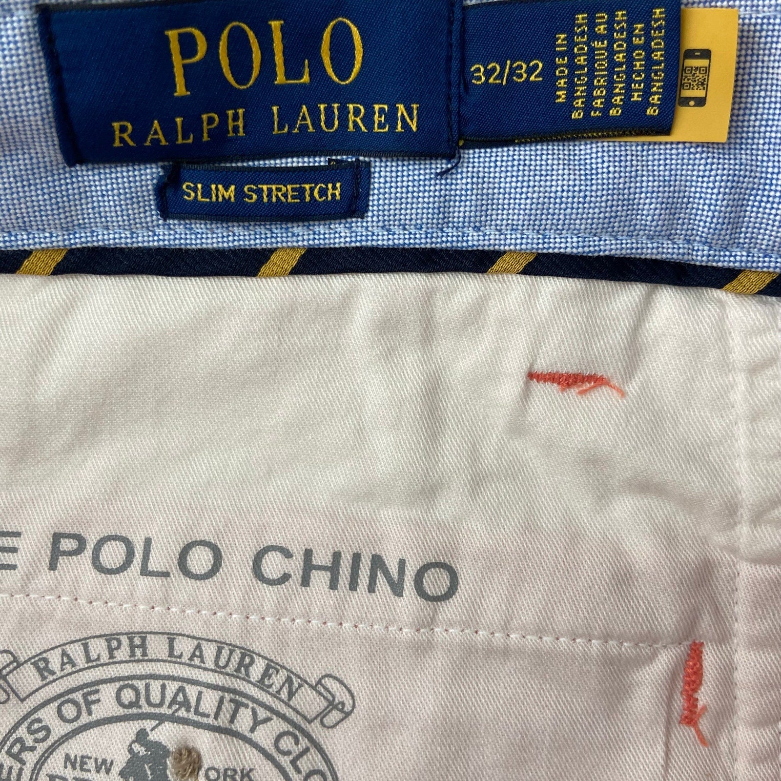 Polo Ralph Lauren Pants Men's 32x32 Slim Stretch Cotton Twill Chino Orange
