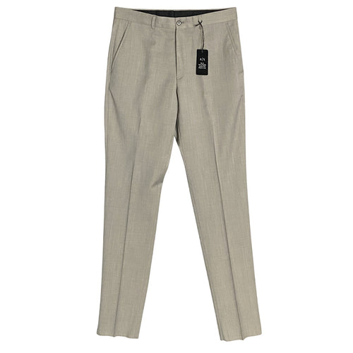 Armani Exchange Dress Pant Men's 32W Flat Front Raw Hem Stretch Wool Taupe