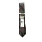 Perry Ellis Portfolio Necktie 3" Black & Red Bahr Plaid Standard Length