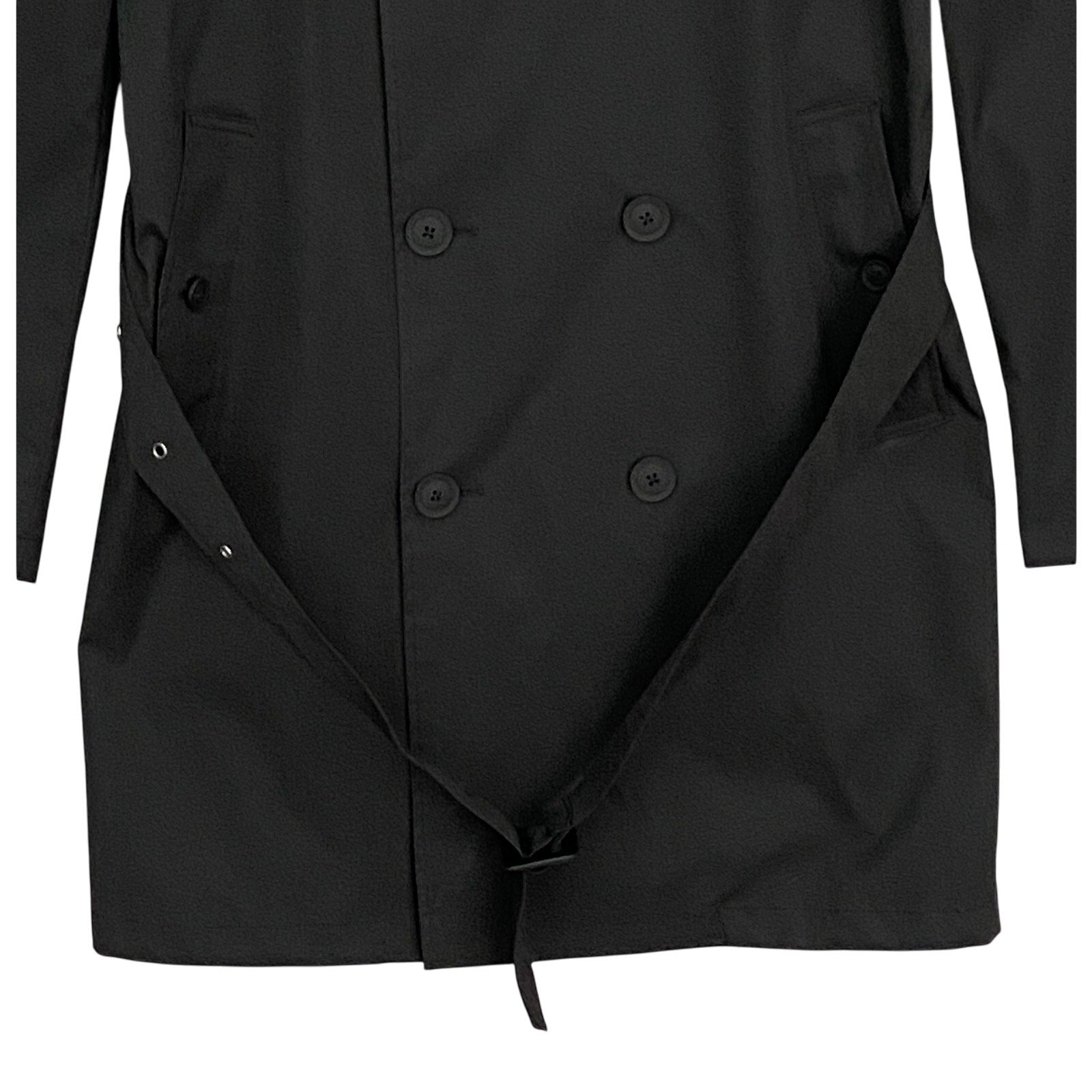Tommy Hilfiger Men's 38 Regular Double-Breasted Belted Trench Coat Black