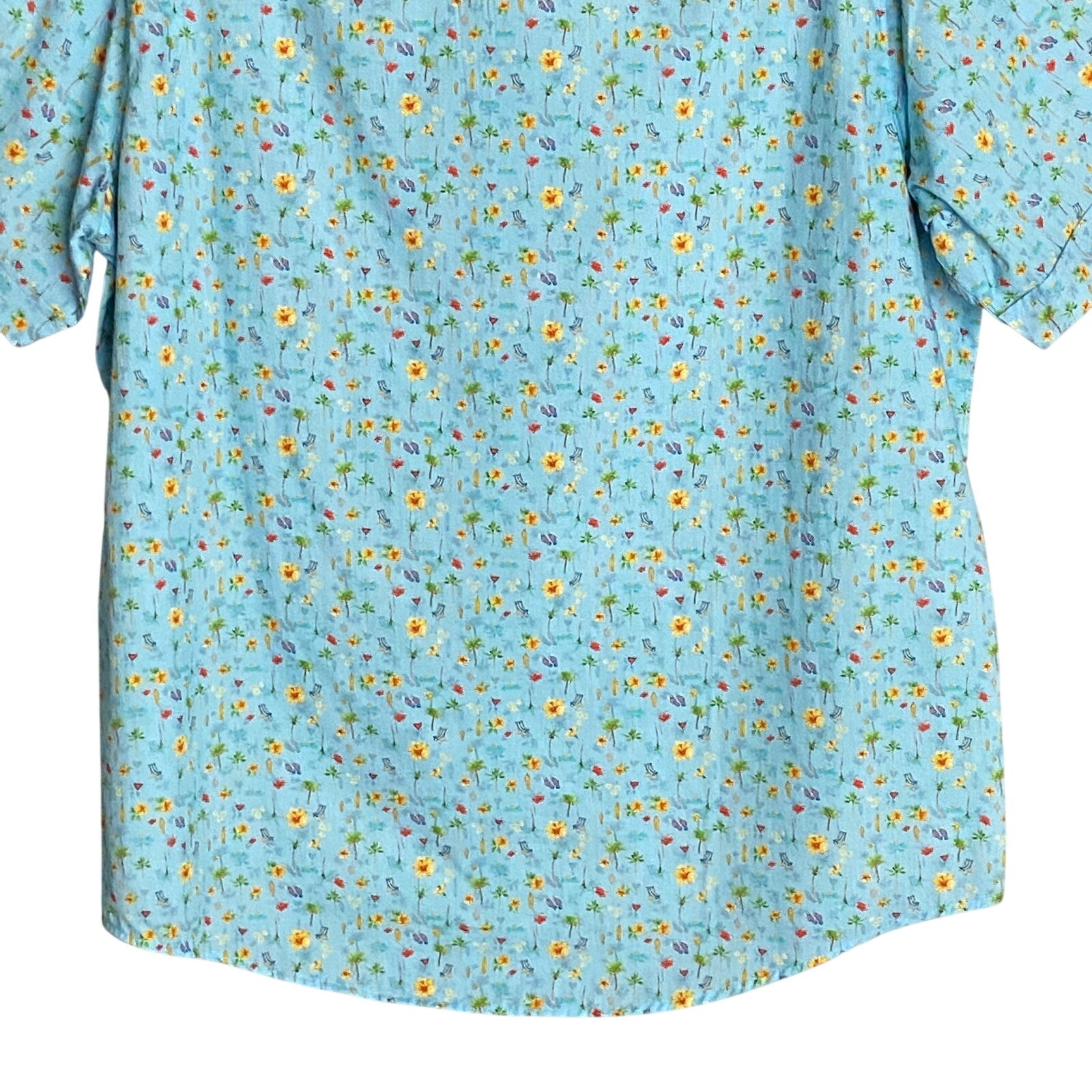 Quieti Shirt Men's XL Short Sleeve Button-Down Beach / Floral Theme Print