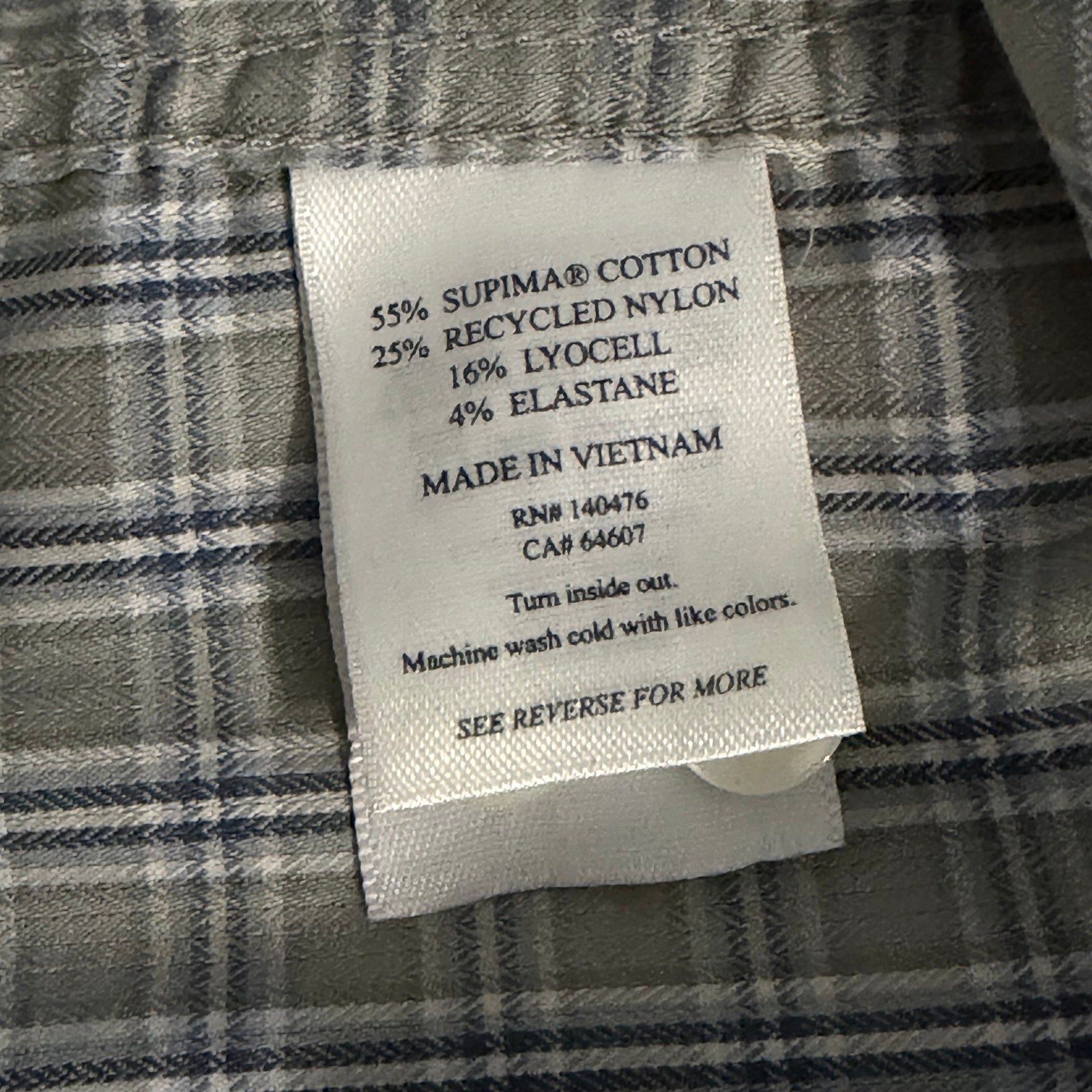 Faherty Shirt Men's XL The Movement Shirt Sage River Plaid Supima Cotton