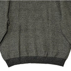 Perry Ellis Sweater Men's 2X Big & Tall Yarn Herringbone Crew Neck Black
