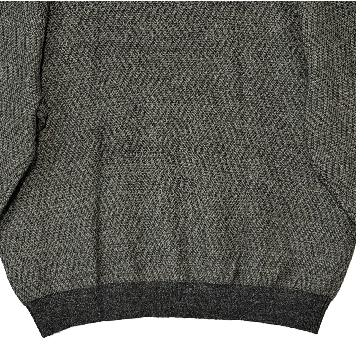 Perry Ellis Sweater Men's 2X Big & Tall Yarn Herringbone Crew Neck Black