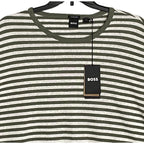 Boss Short Sleeve T-Shirt Men's 3XT Big & Tall Cotton Linen Green Stripe