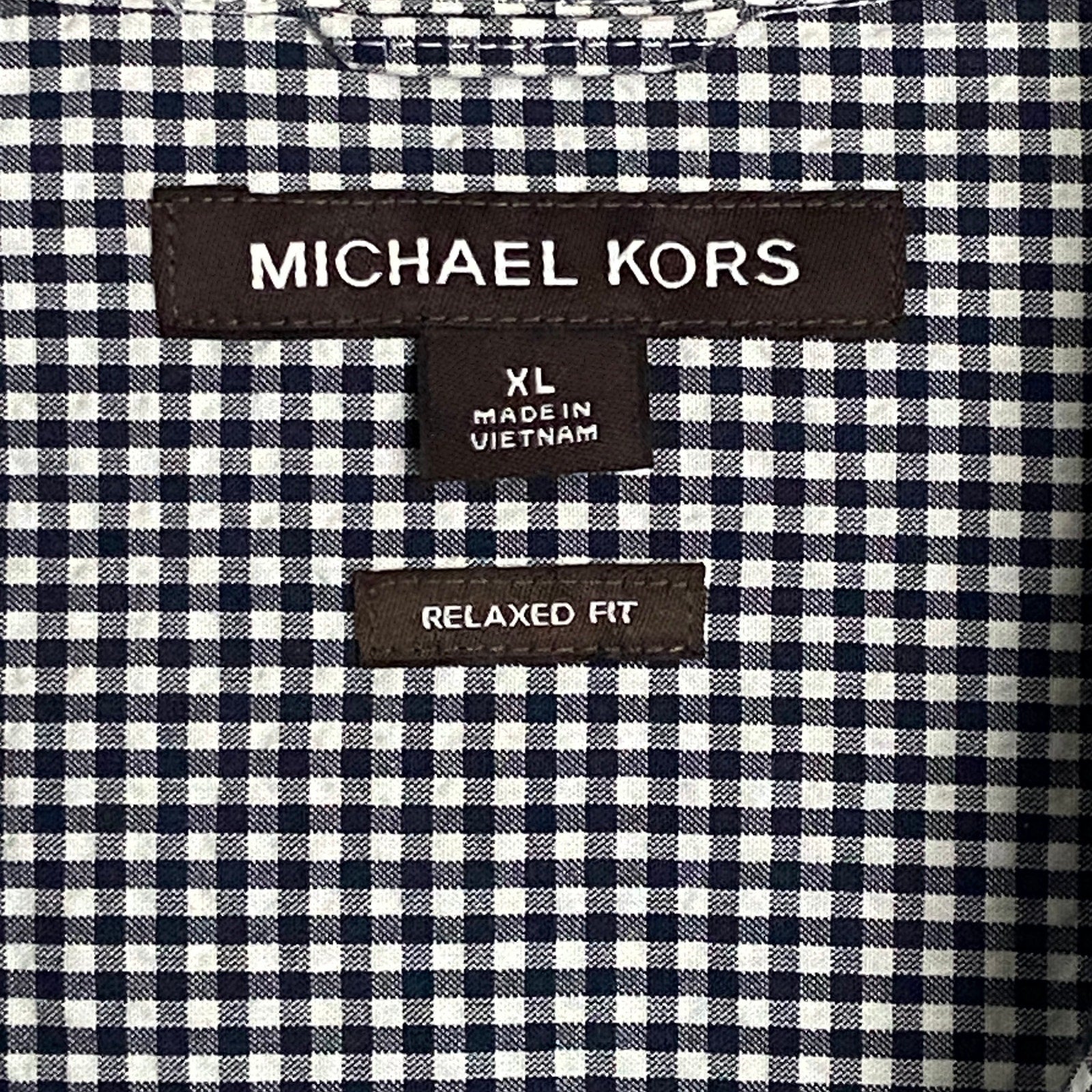 Michael Kors Shirt Men's XL Casual Short Sleeve Shirt Black & White Gingham