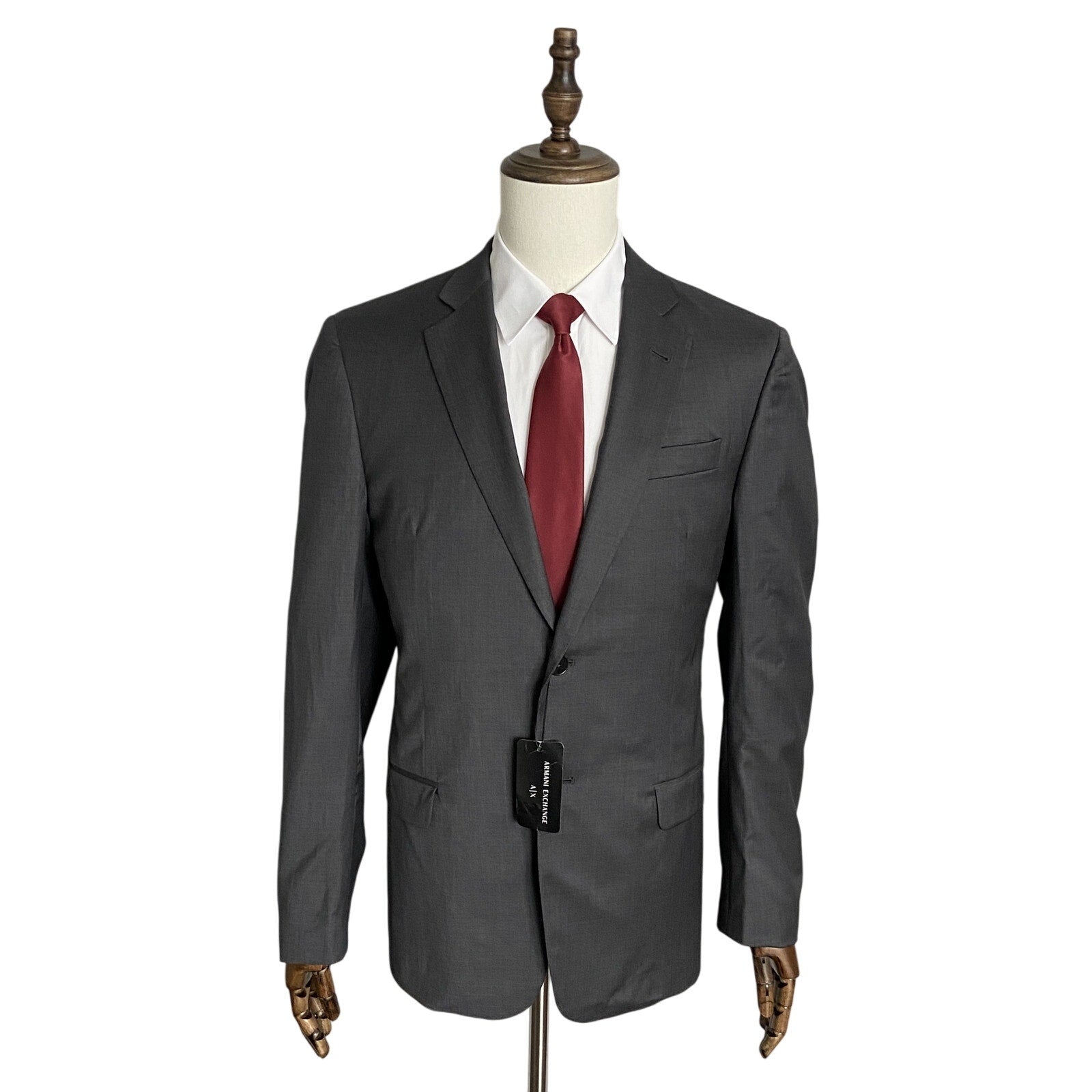 Armani Exchange Suit Jacket Men's 40 Regular Wool Solid Grey NEW