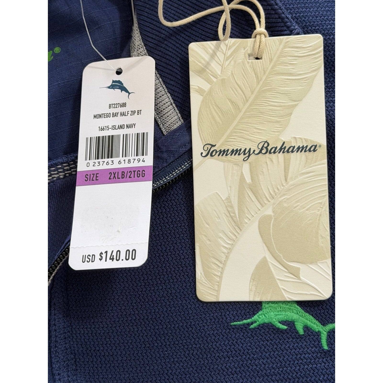 Tommy Bahama Half-Zip Men's 2XLB Big & Tall Montego Bay Sweatshirt Navy