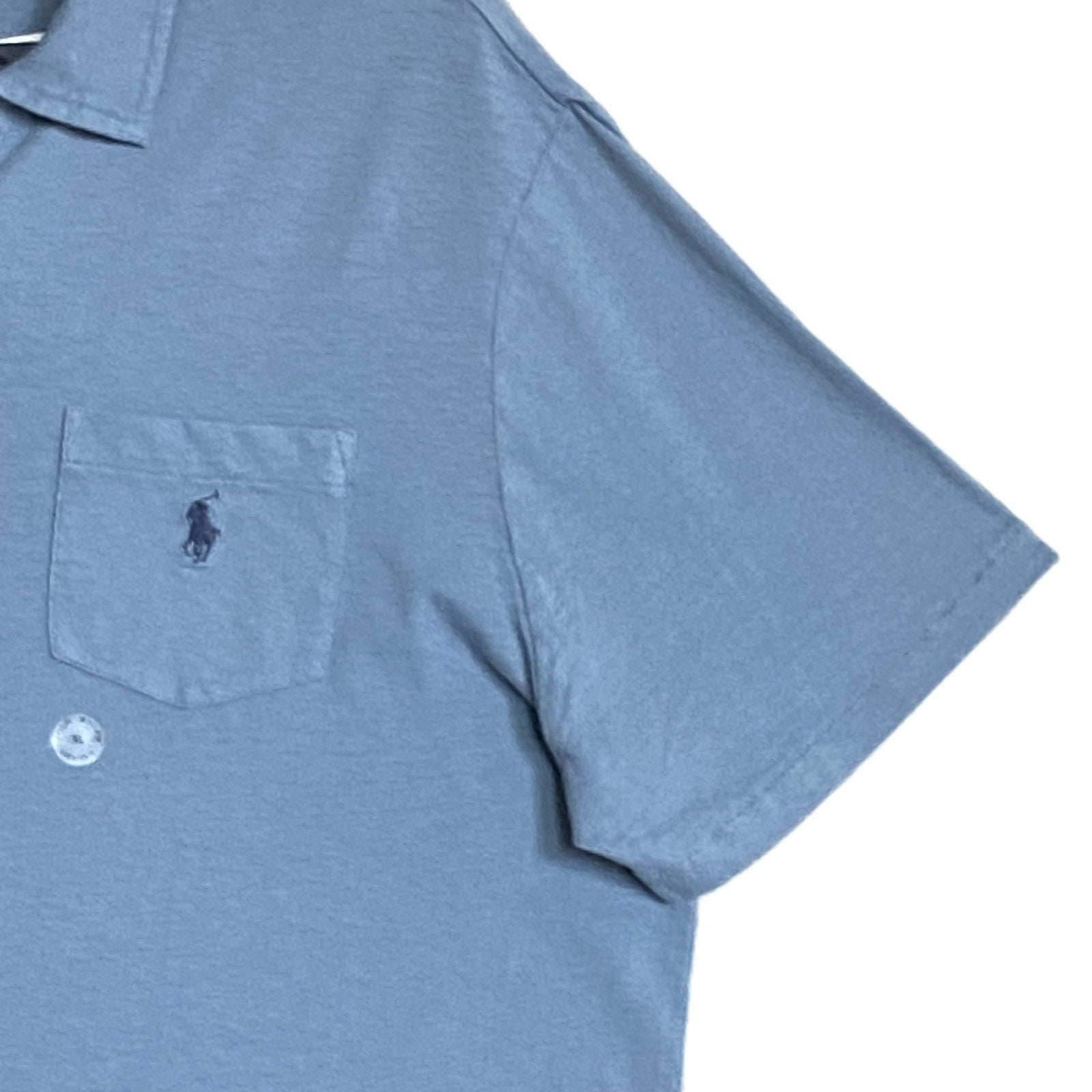 Polo Ralph Lauren Shirt Men's XL Buttonless Polo Cotton Linen Blue